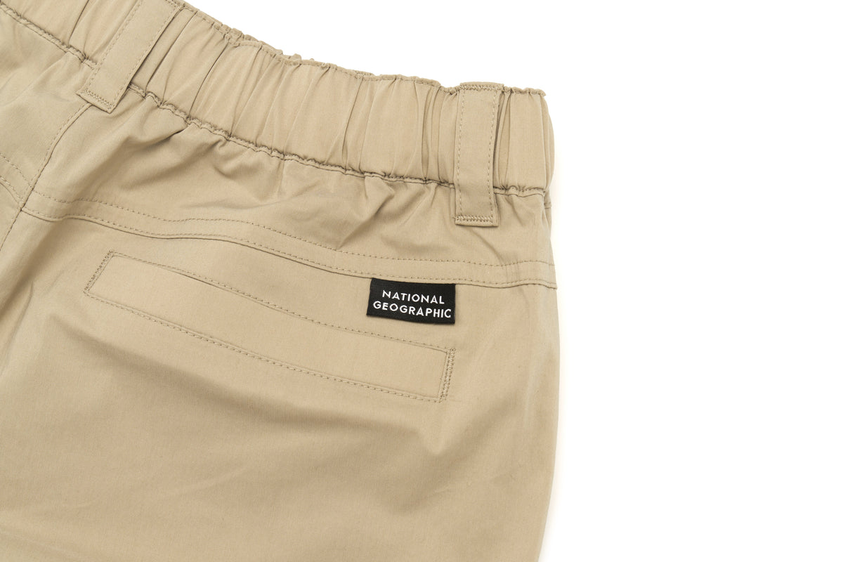Kids Gartered Shorts With Side Pocket- Beige
