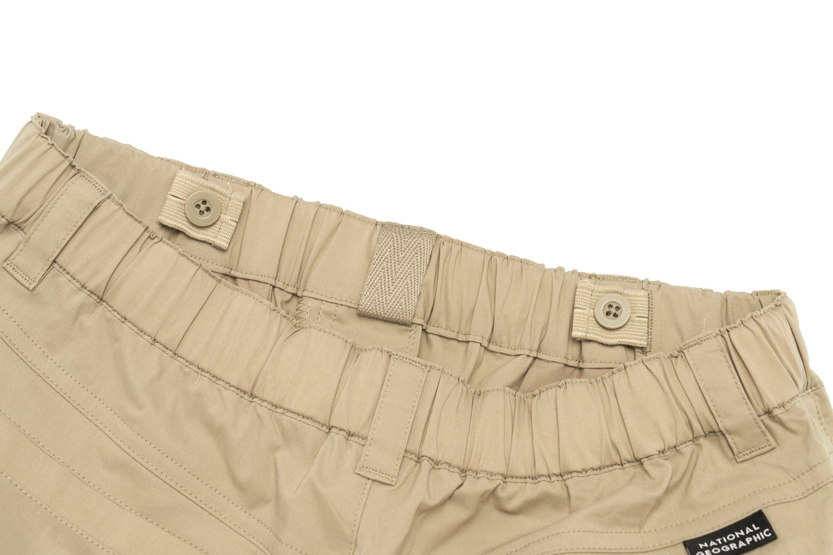Kids Gartered Shorts With Side Pocket- Beige