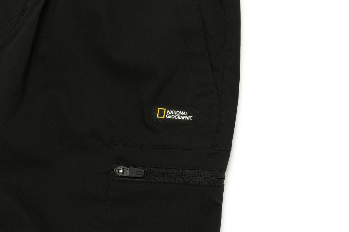 Kids Gartered Shorts With Side Pocket- Carbon Black