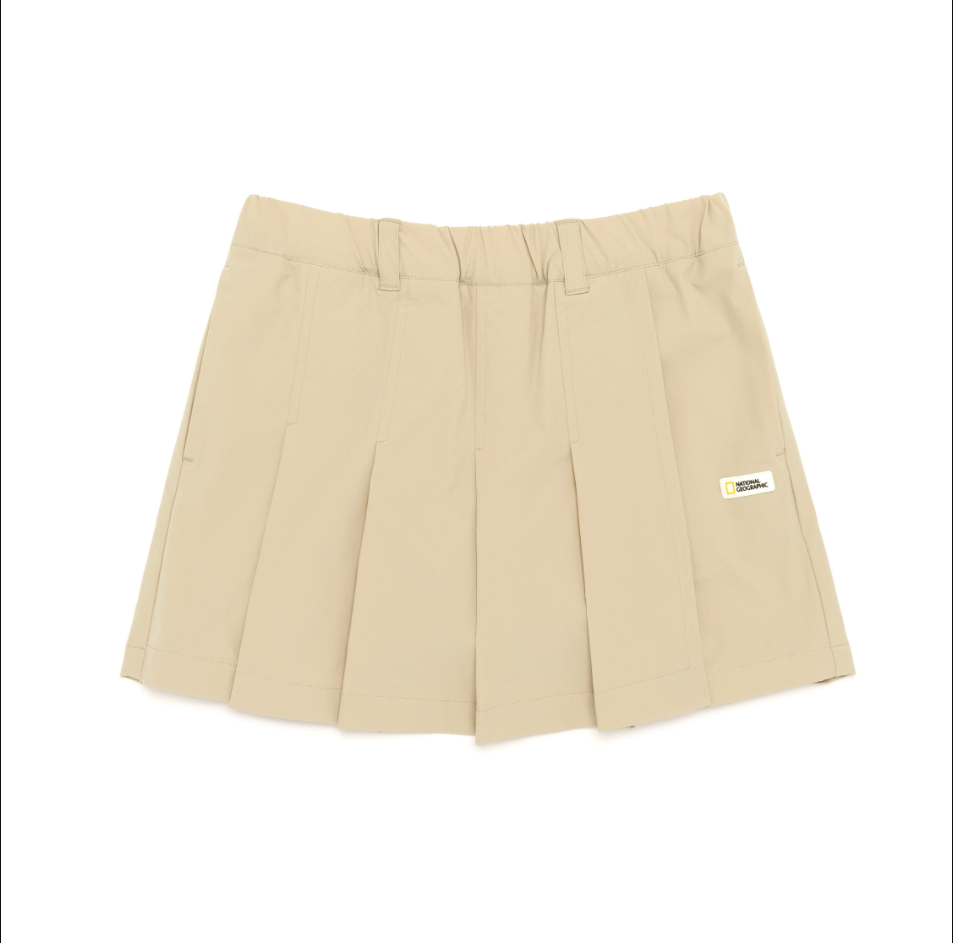 Kids Pleated Mini Cullotes -L/Beige