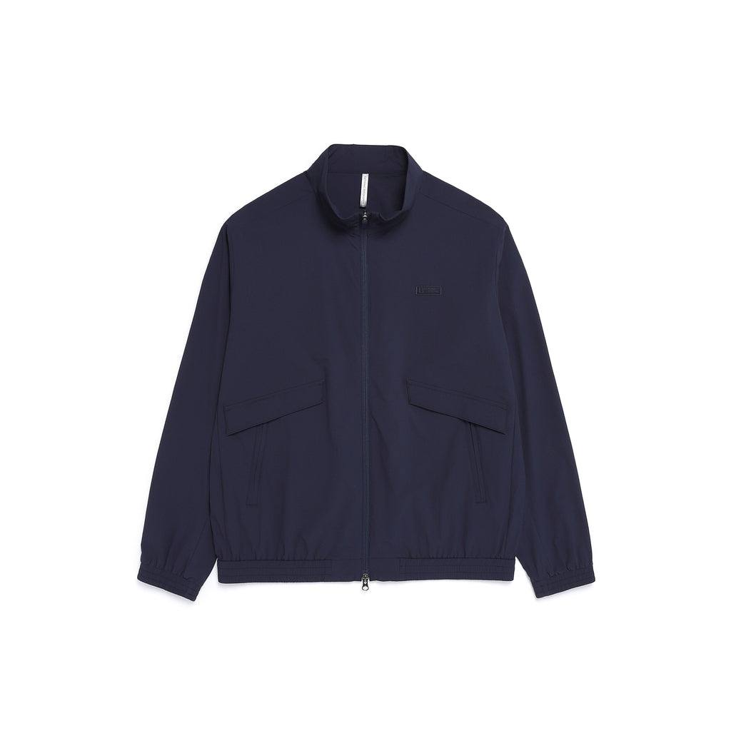 Unisex Seersucker Stand Collar Zip-Up Jacket