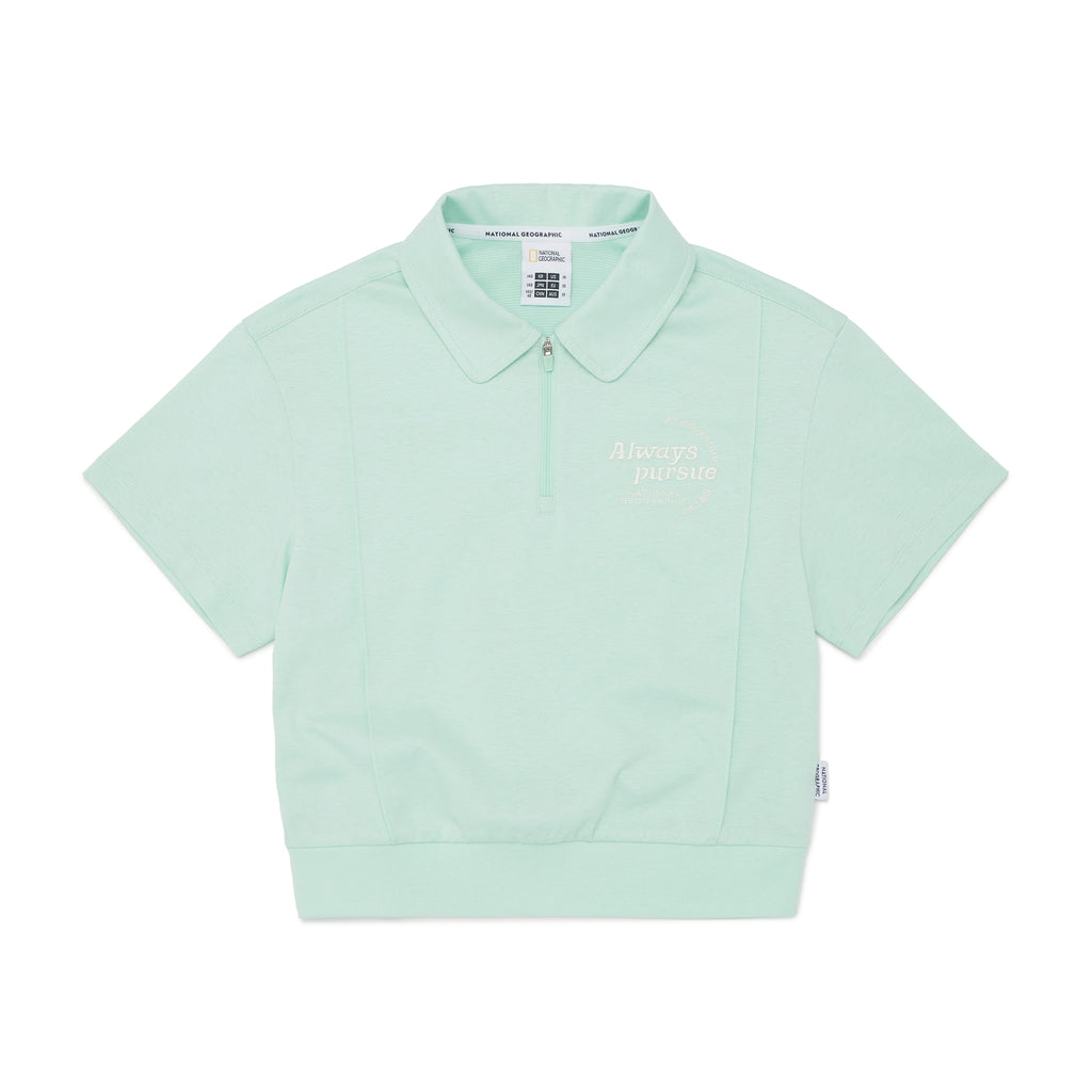Kids Girl Half Zip-Up Collar Top & Shorts Set