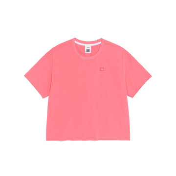 Women's Frozen Air Semi-Cropped Short Sleeve Semi-Overfit T-Shirt - Coral Pink