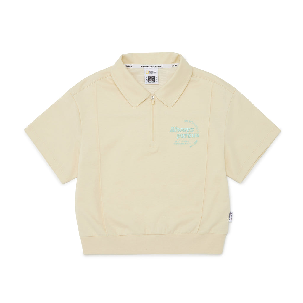 Kids Girl Half Zip-Up Collar Top & Shorts Set
