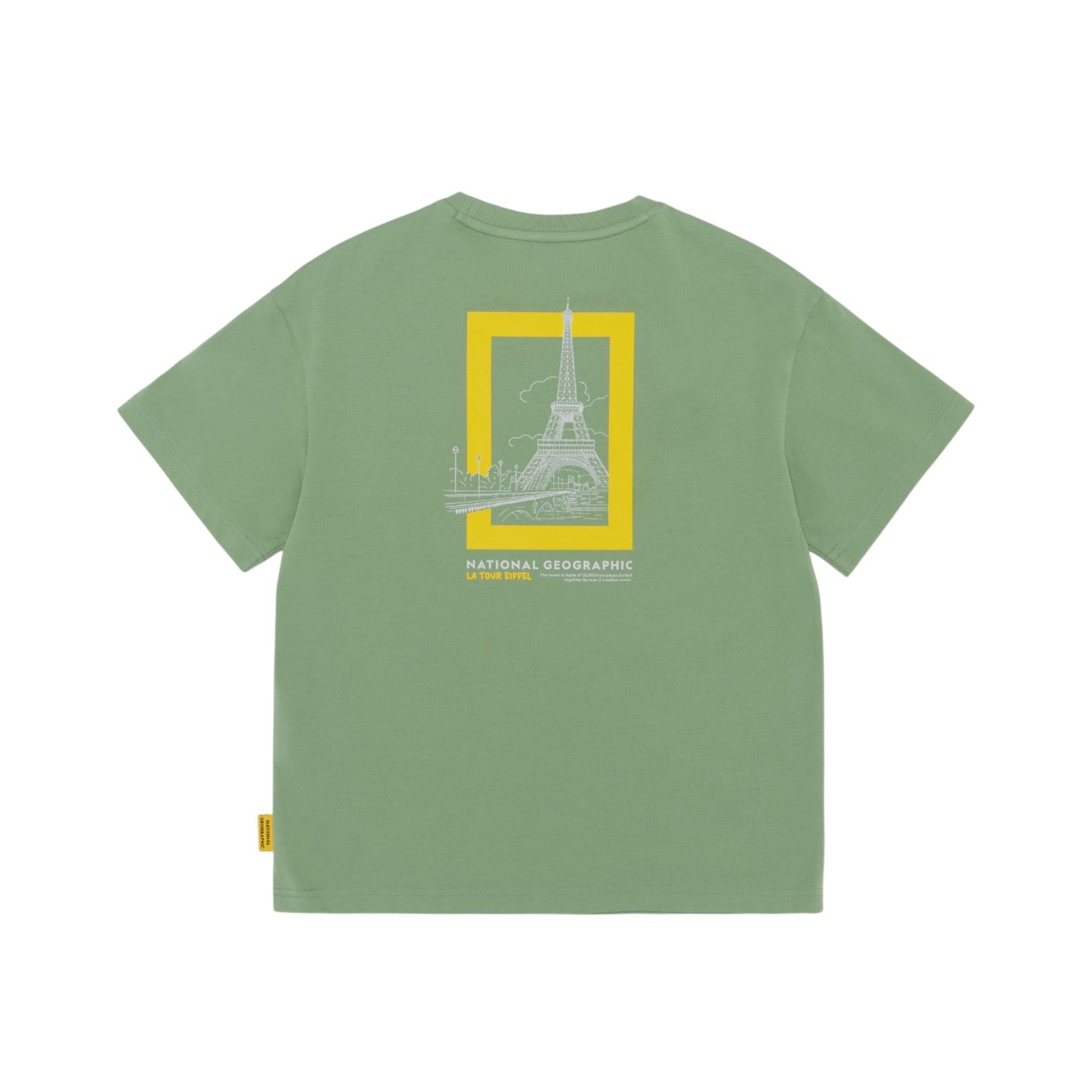 Kids Travel Eiffel Tower Graphic T-Shirt- Khaki Green
