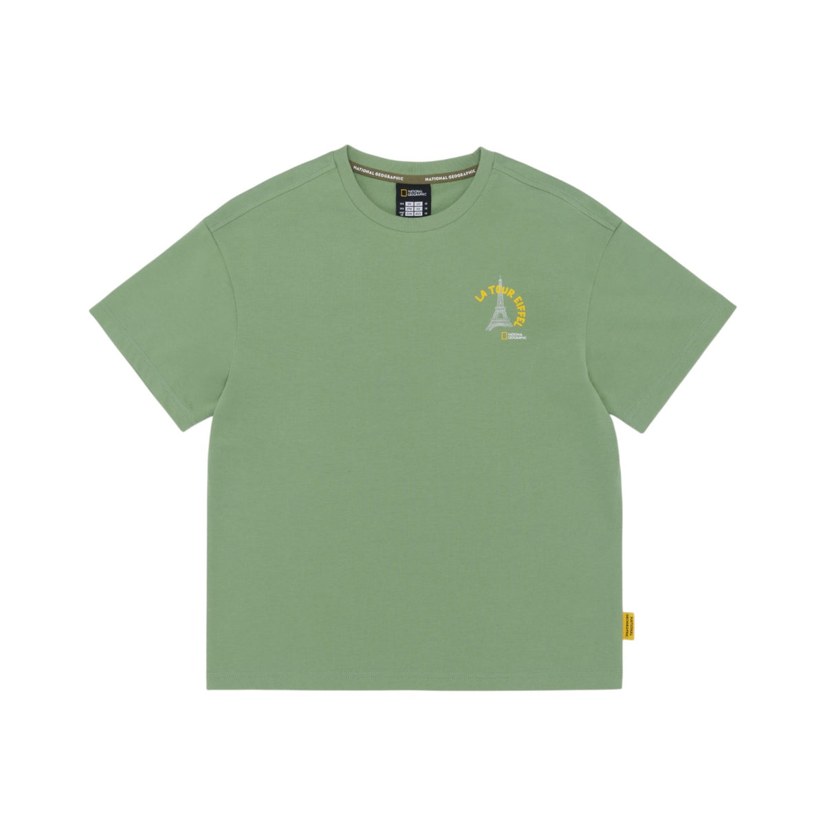 Kids Travel Eiffel Tower Graphic T-Shirt- Khaki Green