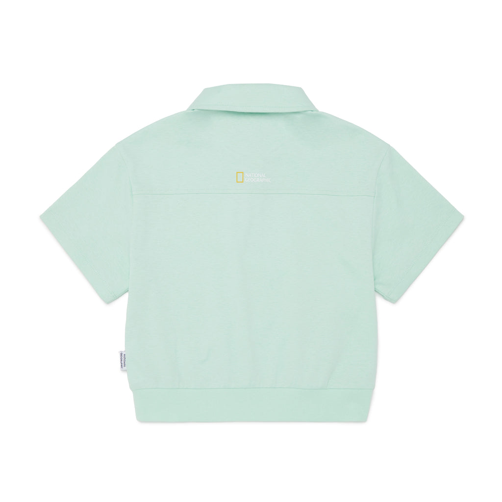 Kids Girl Half Zip-Up Collar Top & Shorts Set