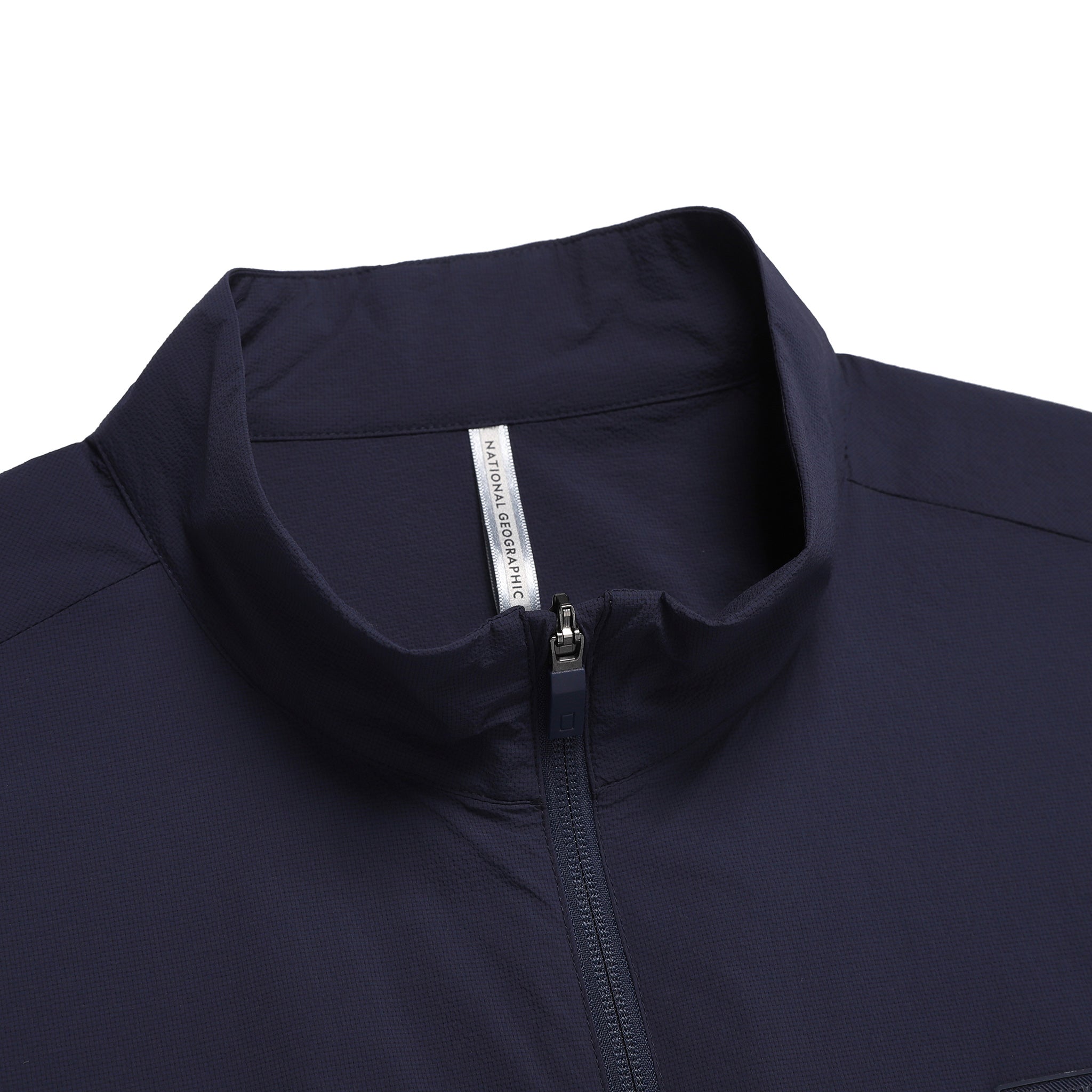 Unisex Seersucker Stand Collar Zip-Up Jacket