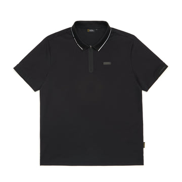 UNISEX POLO SHIRT WITH ZIPPER- CARBON BLACK