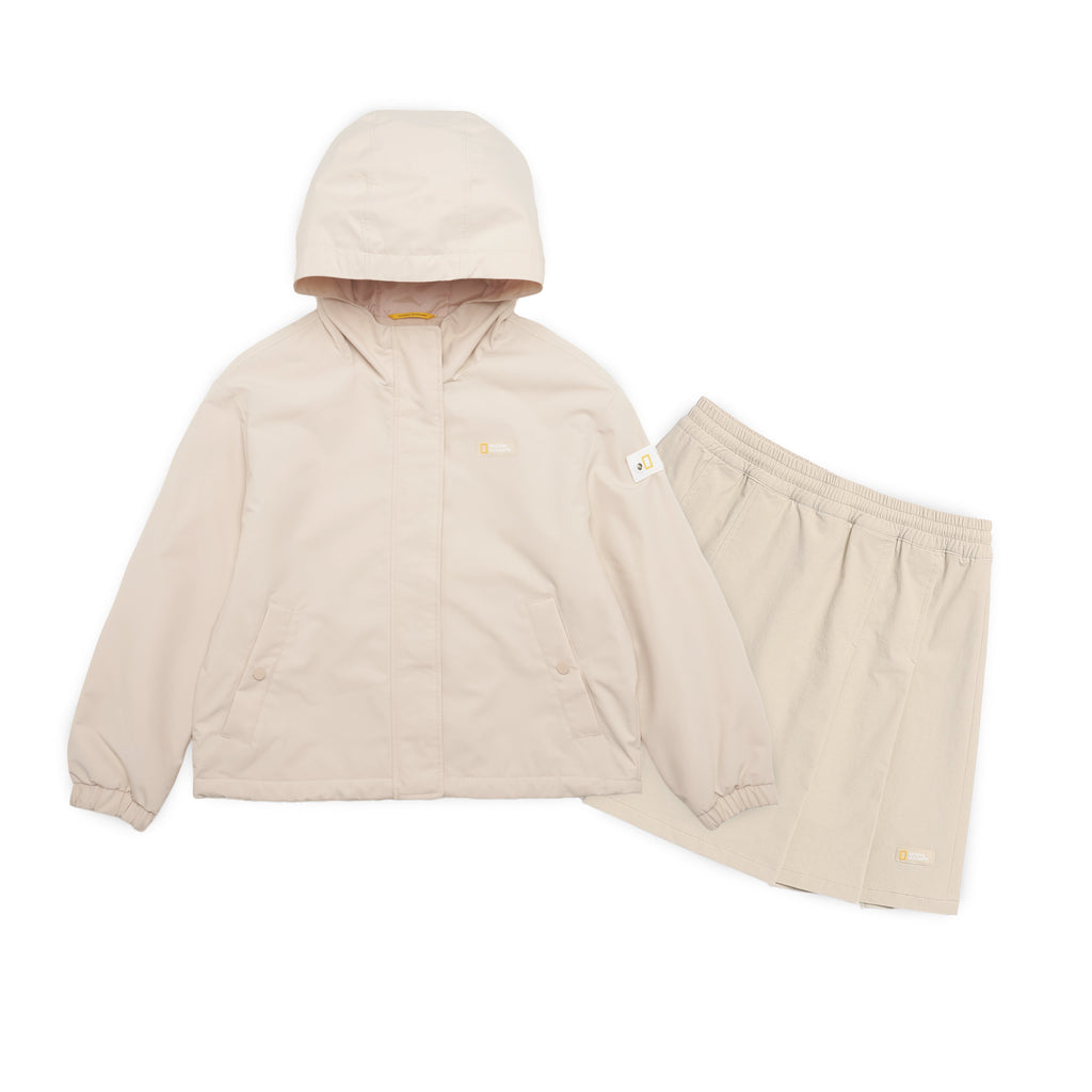 Girls Semi-Cropped Windbreaker Jacket- L/Beige