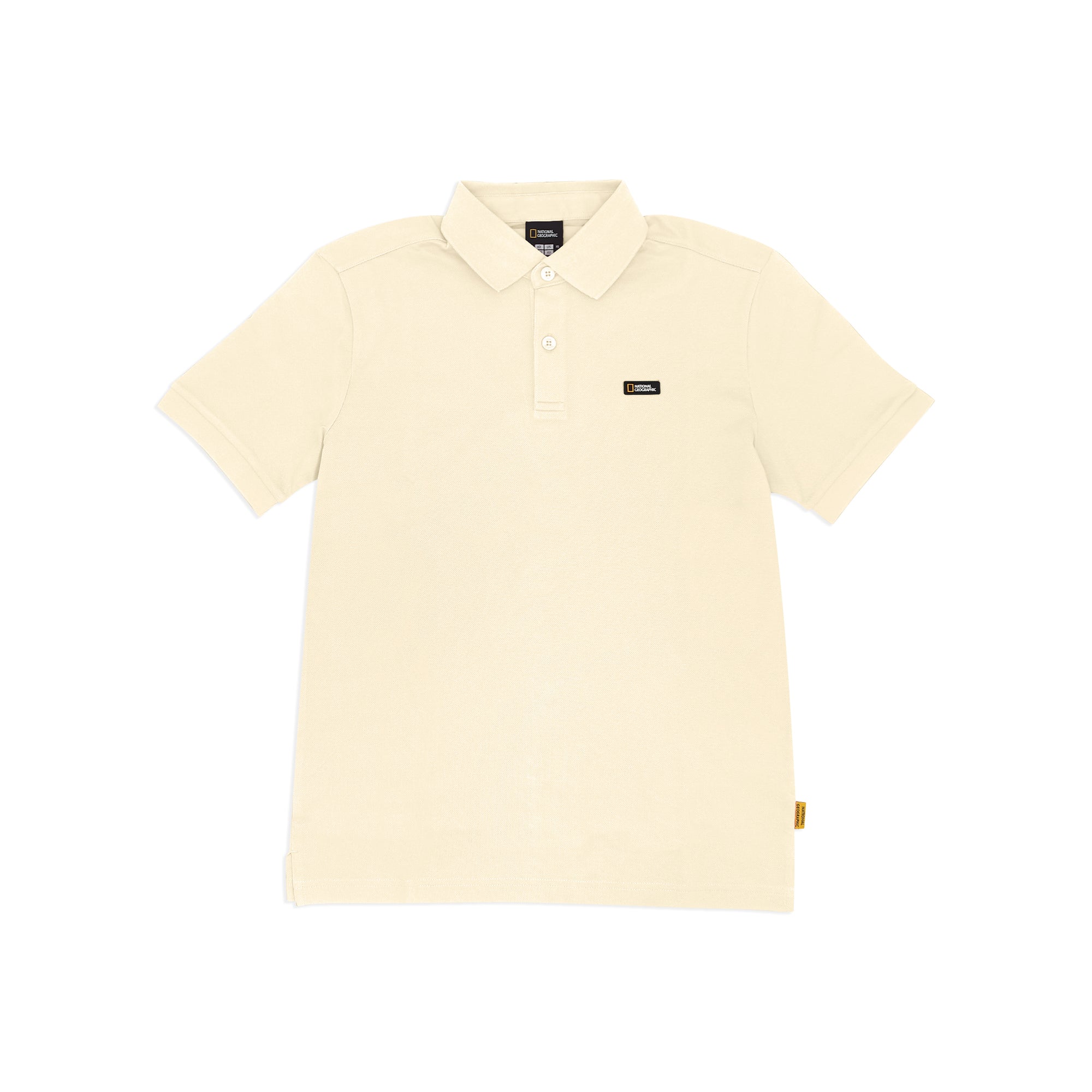 UNISEX PIQUE POLOSHIRT W/ SMALL LOGO- CRYSTAL BEIGE