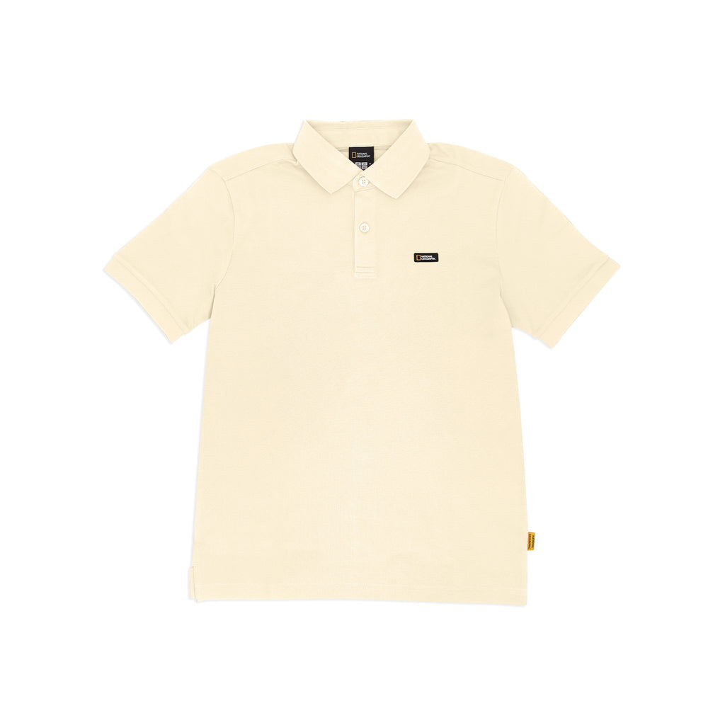 Unisex Pique Poloshirt W/ Small Logo- Crystal Beige