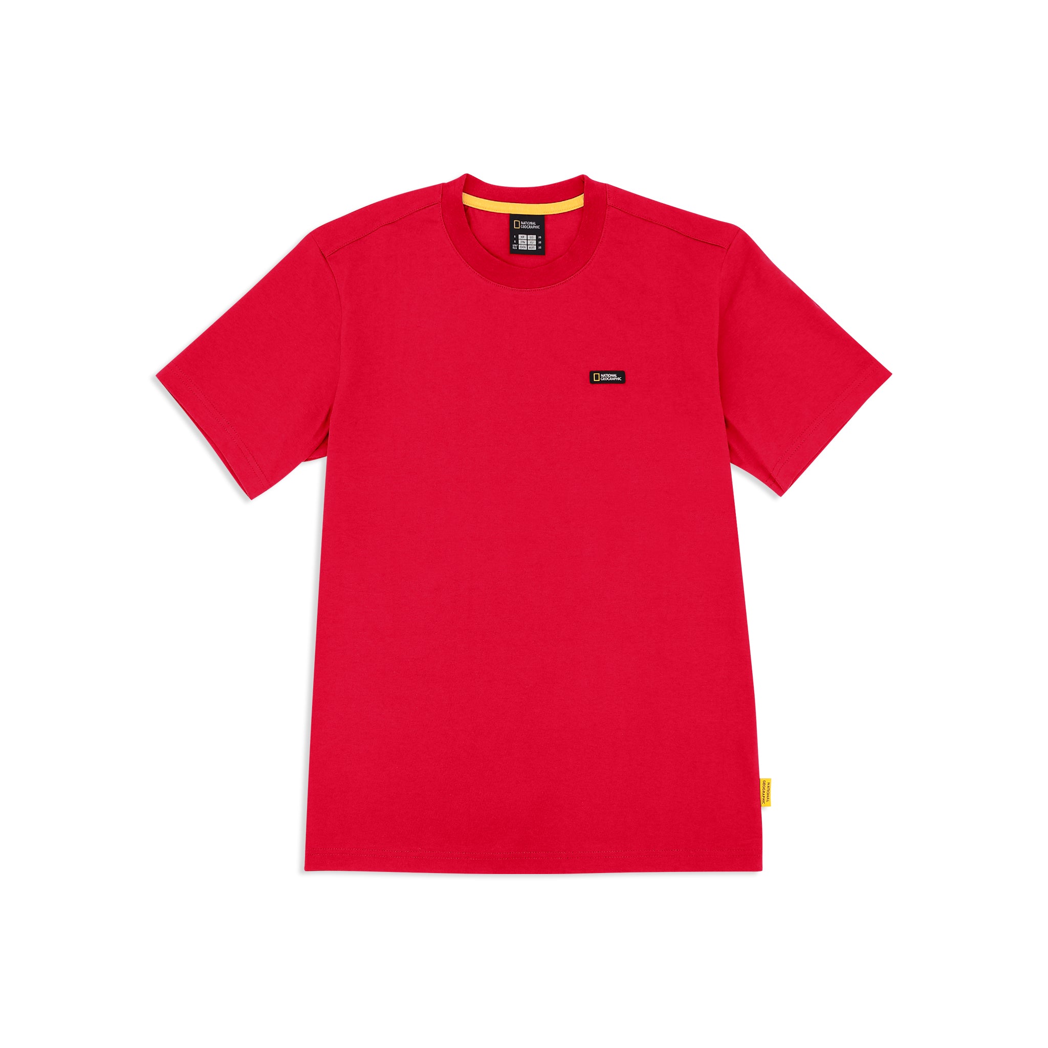 UNISEX BASIC CREW NECK T-SHIRT WITH PATCH LOGO- RED