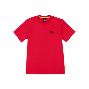 UNISEX BASIC CREW NECK T-SHIRT WITH PATCH LOGO- RED