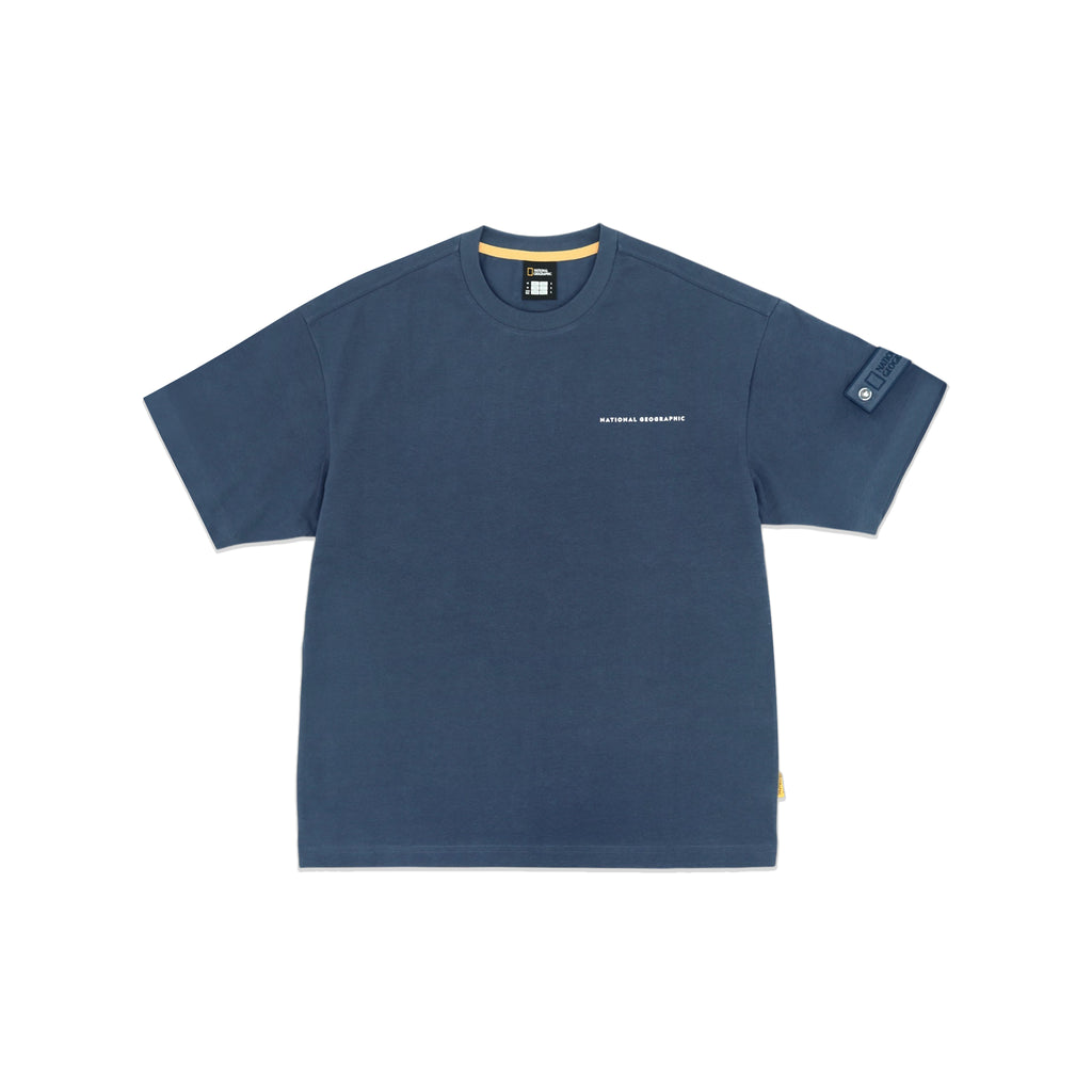 Unisex Round Neck T-shirt with Logo Patch on Sleeve
