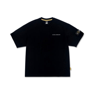 Unisex Round Neck T-shirt with Logo Patch on Sleeve