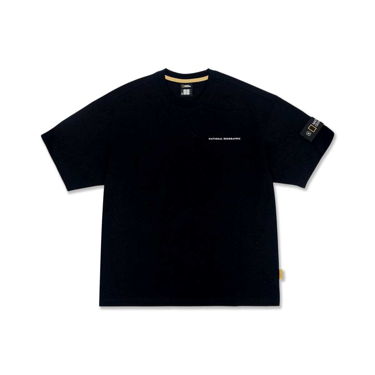 Unisex Round Neck T-shirt with Logo Patch on Sleeve
