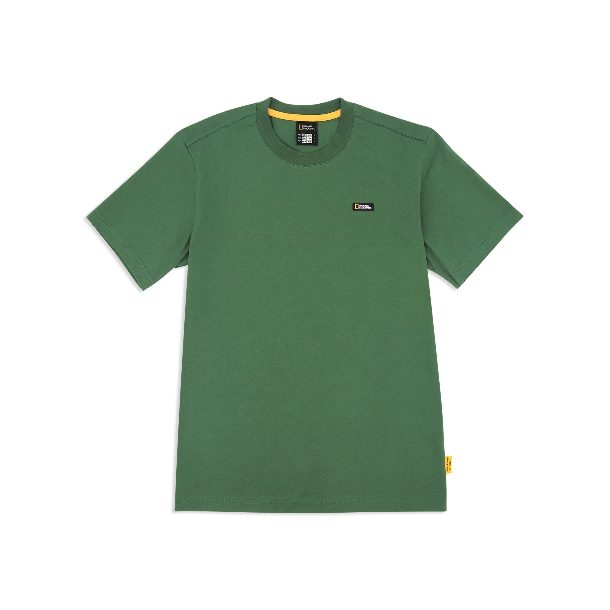 UNISEX BASIC CREW NECK T-SHIRT WITH PATCH LOGO- PK GREEN