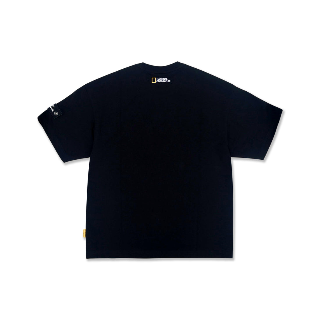 Unisex Round Neck T-shirt with Logo Patch on Sleeve- Carbon Black