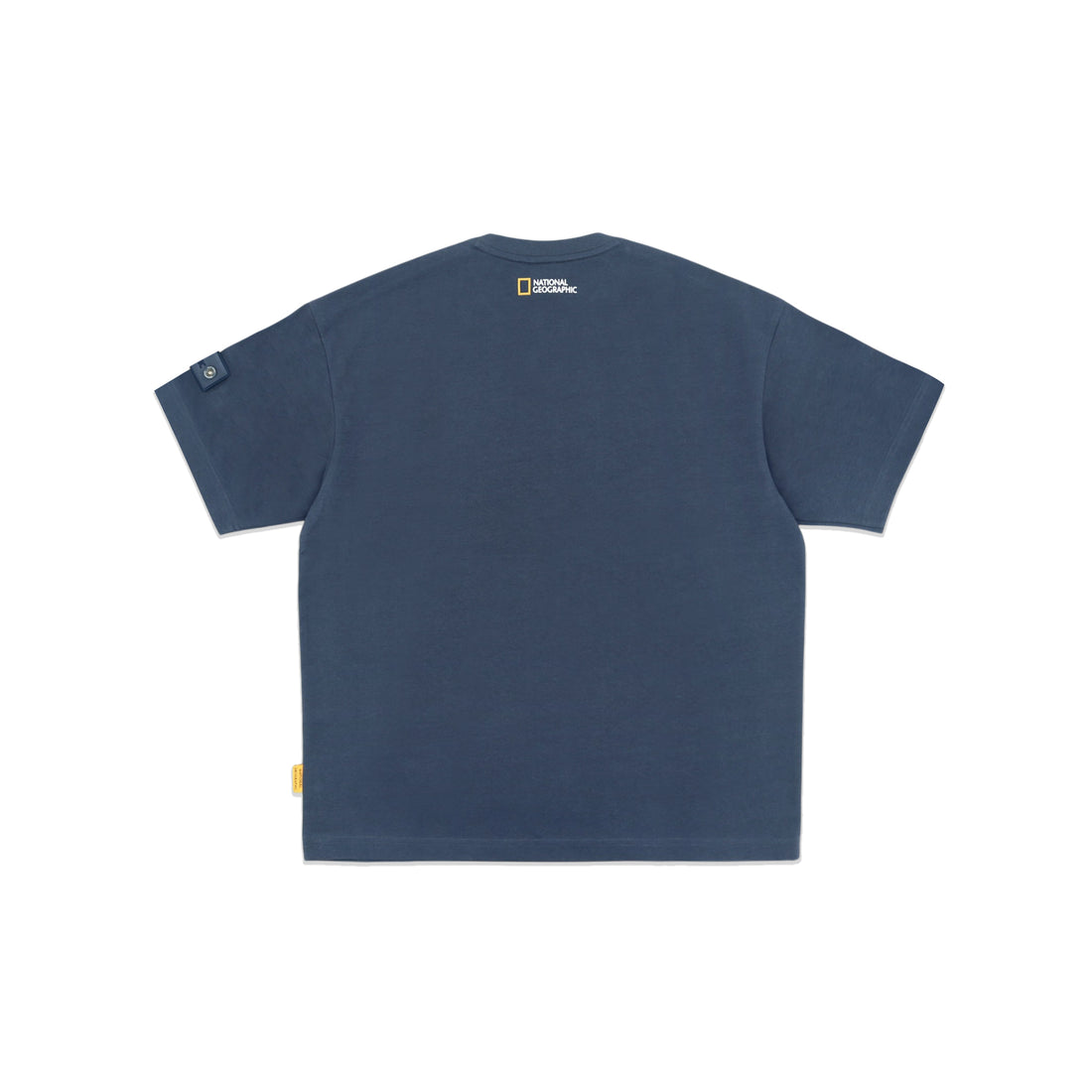 Unisex Round Neck T-shirt with Logo Patch on Sleeve- Dusty Navy