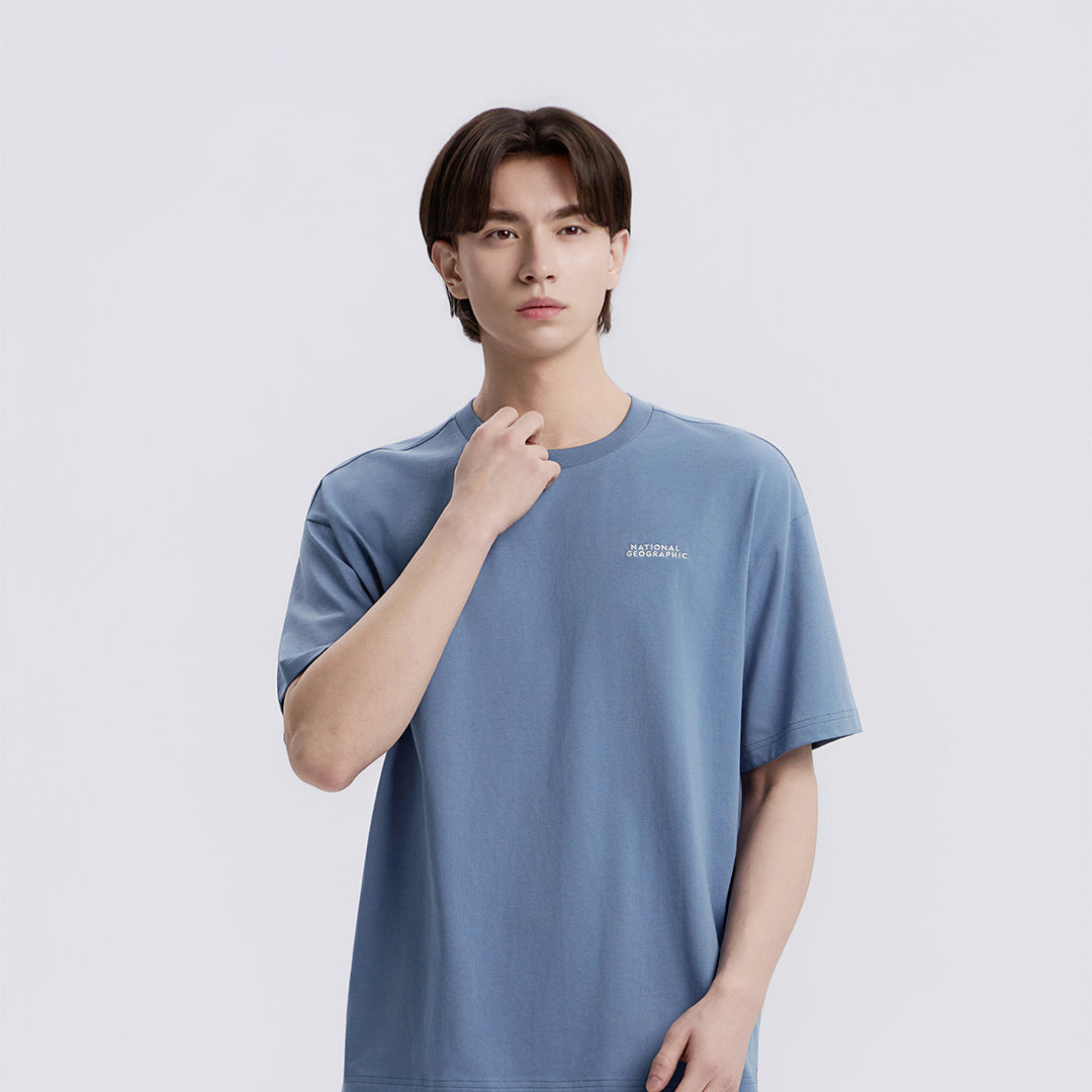 Unisex Ratel Regen African Giraffe Graphic Semi Oversize T-Shirt - Middle Blue