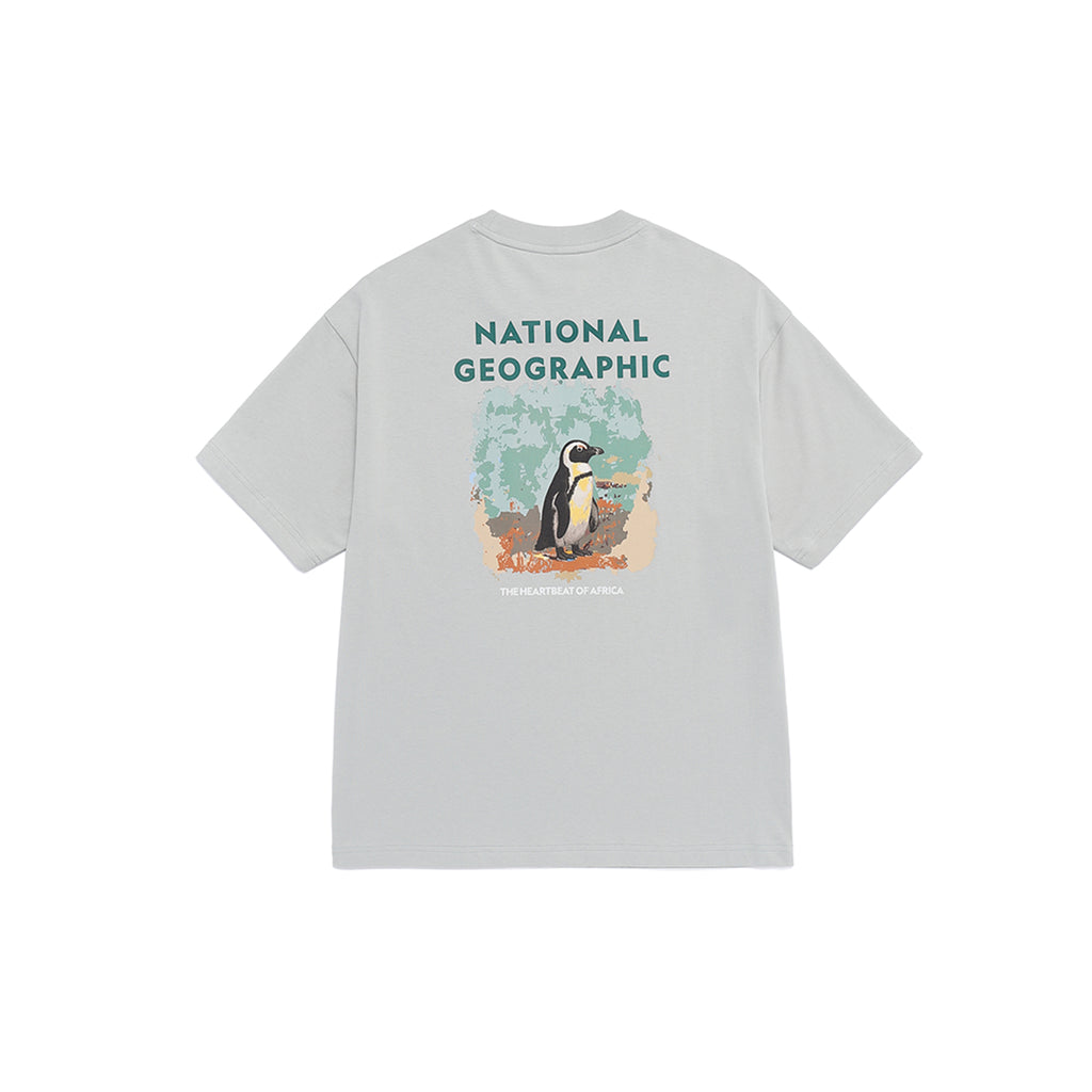 Unisex Ratel Regen African Penguin Graphic Semi Oversize T-Shirt - Light Khaki