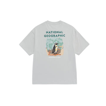 Unisex Ratel Regen African Penguin Graphic Semi Oversize T-Shirt - Light Khaki