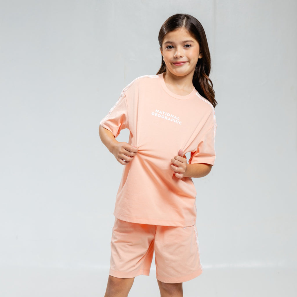 Kids T-Shirt & Shorts Set- Coral