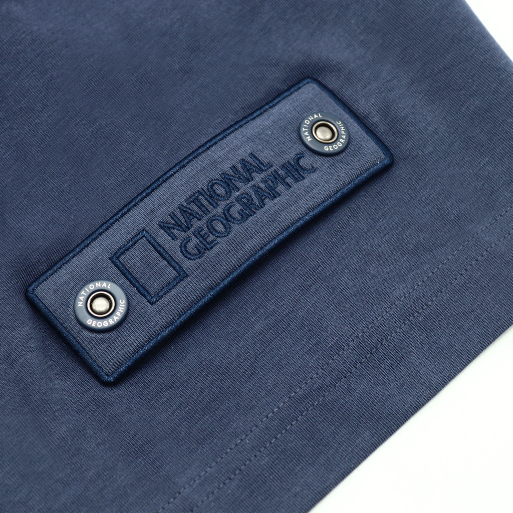 Unisex Round Neck T-shirt with Logo Patch on Sleeve