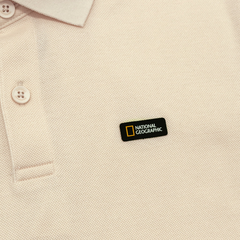 Unisex Pique Poloshirt W/ Small Logo- Crystal Beige