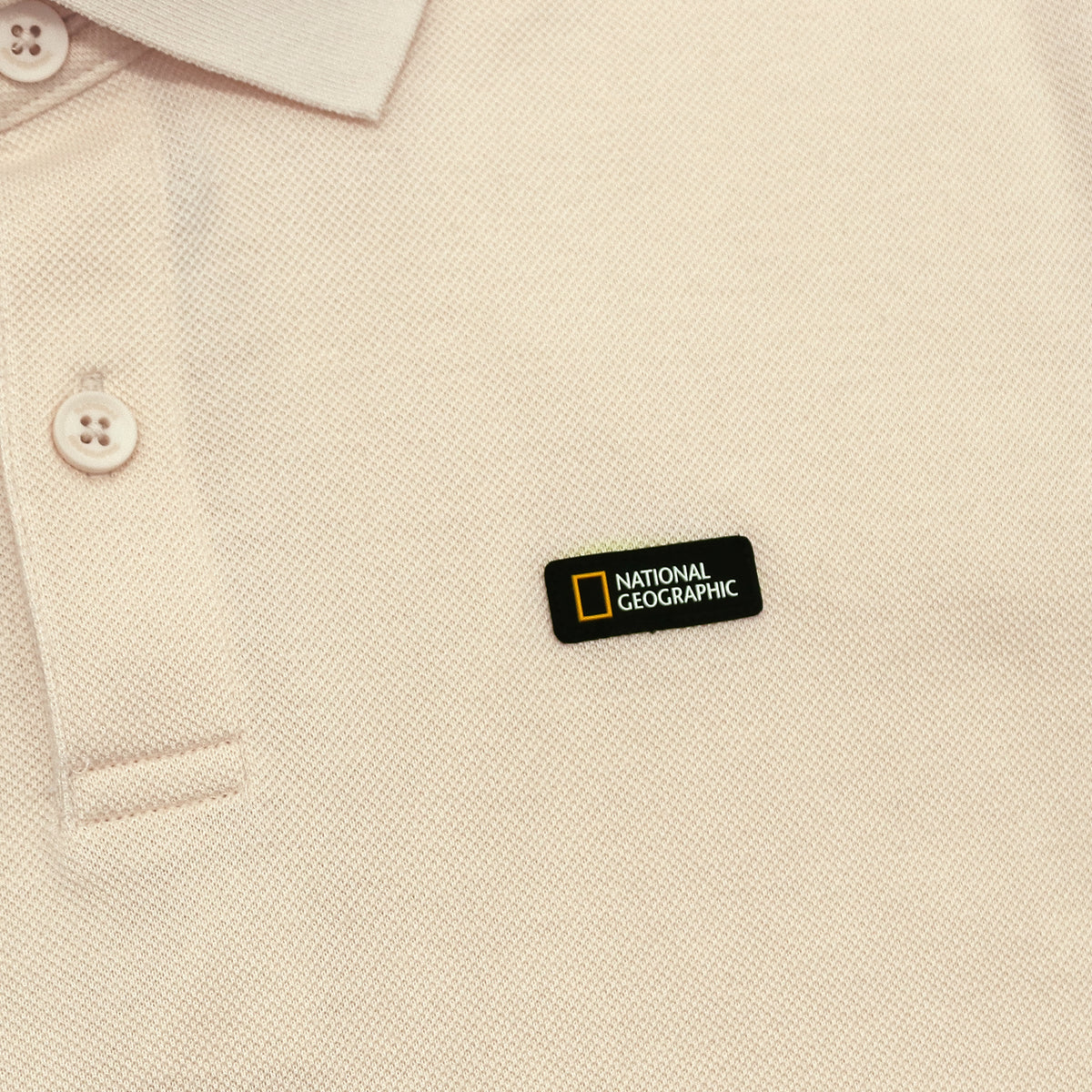 Unisex Pique Poloshirt W/ Small Logo- Crystal Beige