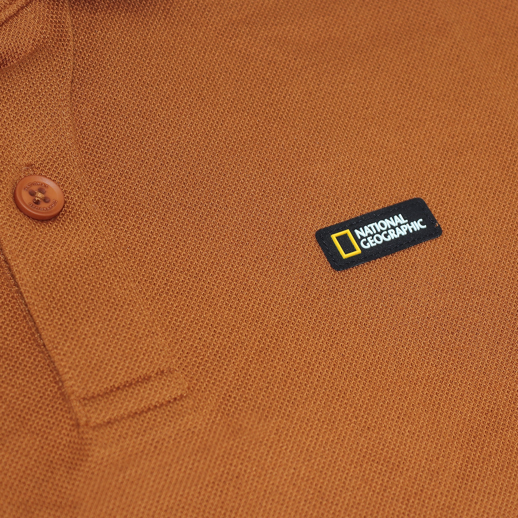 Unisex Pique Poloshirt W/ Small Logo- Camel