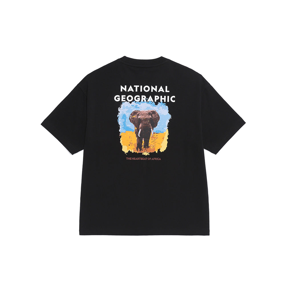 Unisex Ratel Regen African Elephant Graphic Semi Oversize T-Shirt - Black