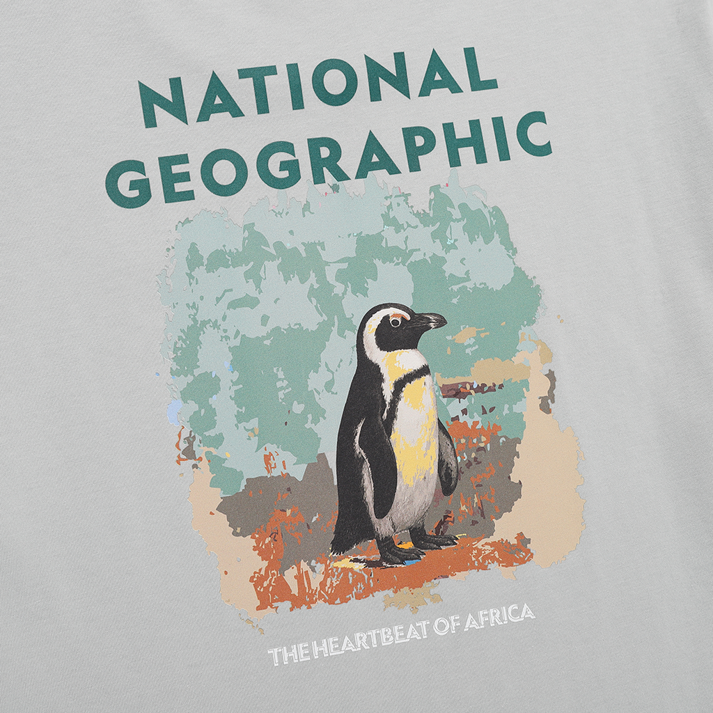Unisex Ratel Regen African Penguin Graphic Semi Oversize T-Shirt - Light Khaki