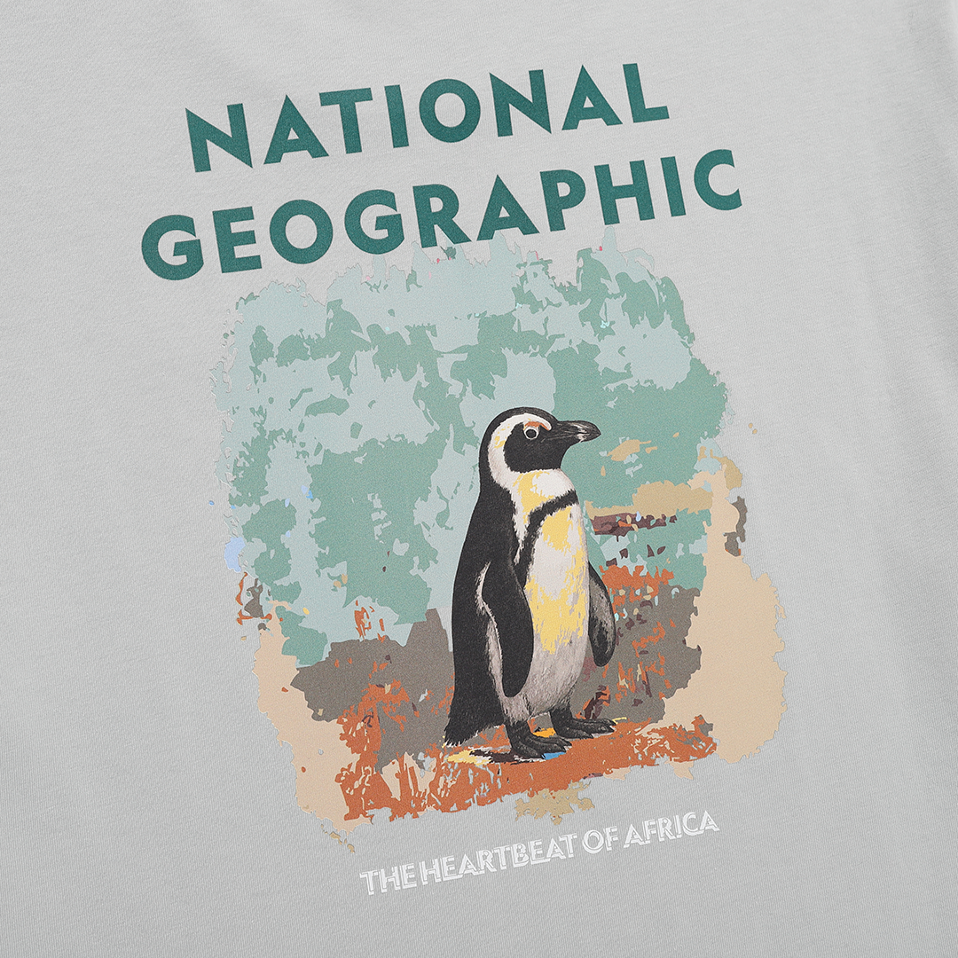 Unisex Ratel Regen African Penguin Graphic Semi Oversize T-Shirt - Light Khaki