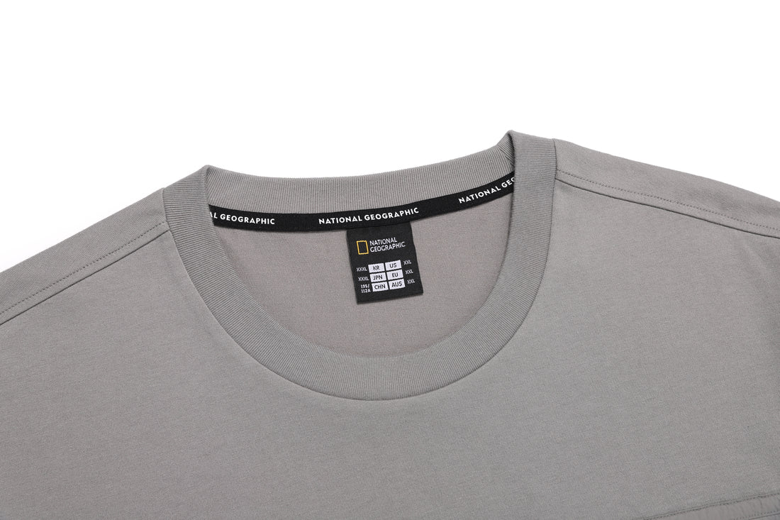 NRN CHEST POCKET SEMI-OVER FIT H/TEE STONE GREY