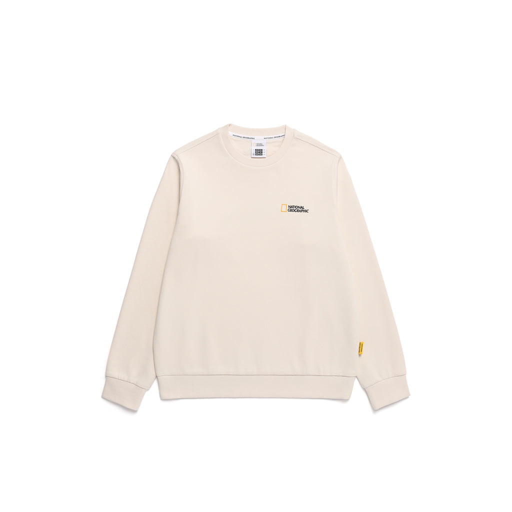 Unisex Folhas Small Logo Sweatshirt- Crystal Beige