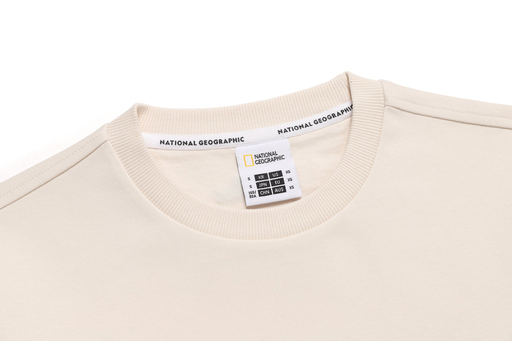Unisex Folhas Small Logo Sweatshirt- Crystal Beige