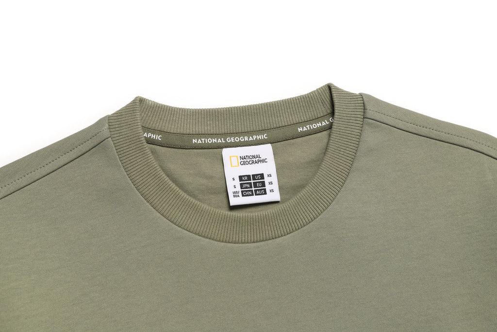Unisex Folhas Small Logo Sweatshirt- Lichen Khaki