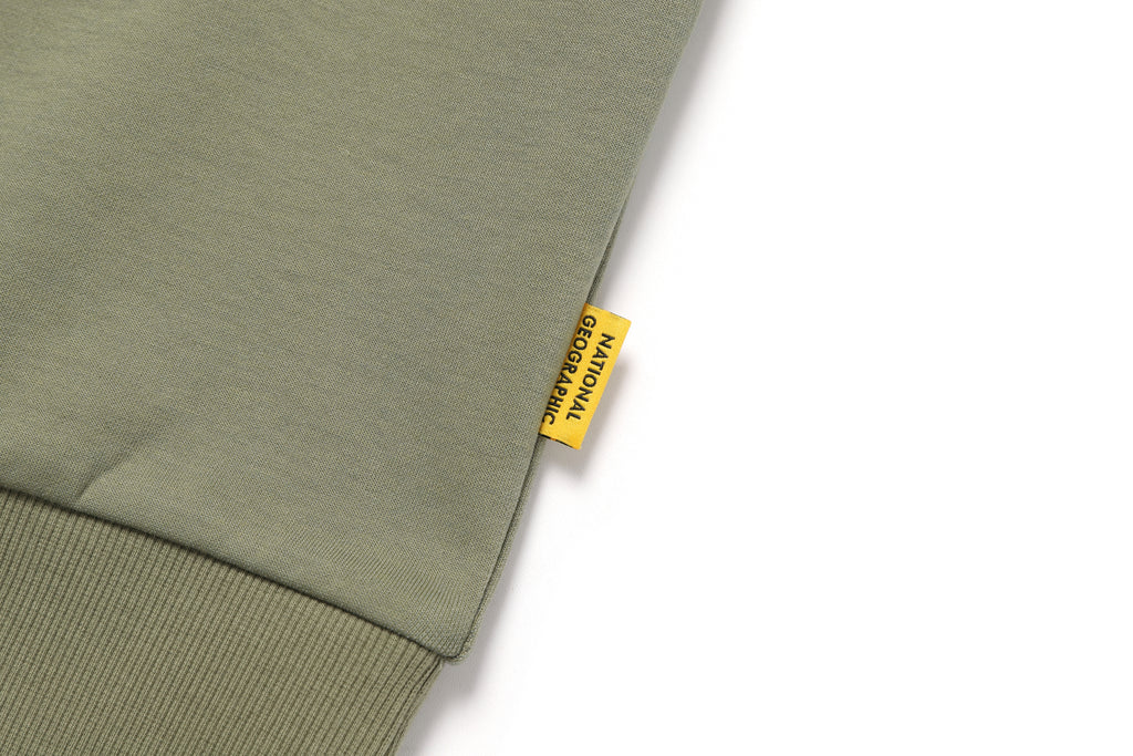 Unisex Folhas Small Logo Sweatshirt- Lichen Khaki