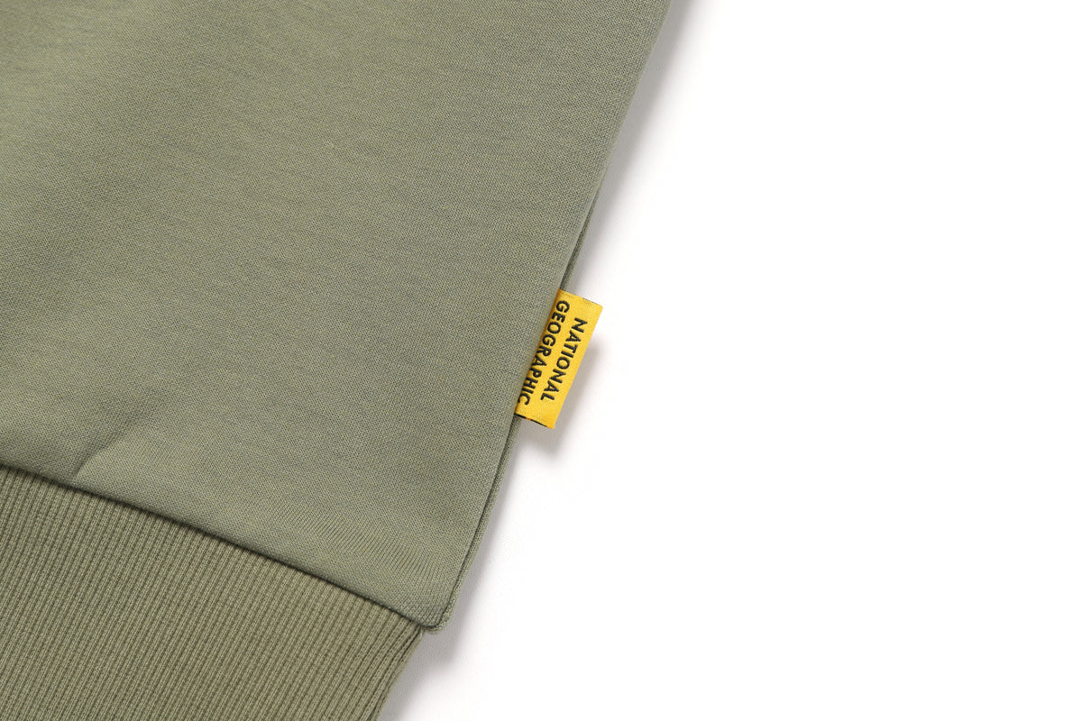 Unisex Folhas Small Logo Sweatshirt- Lichen Khaki
