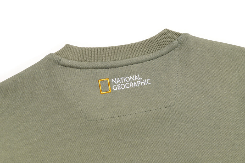 Unisex Folhas Small Logo Sweatshirt- Lichen Khaki
