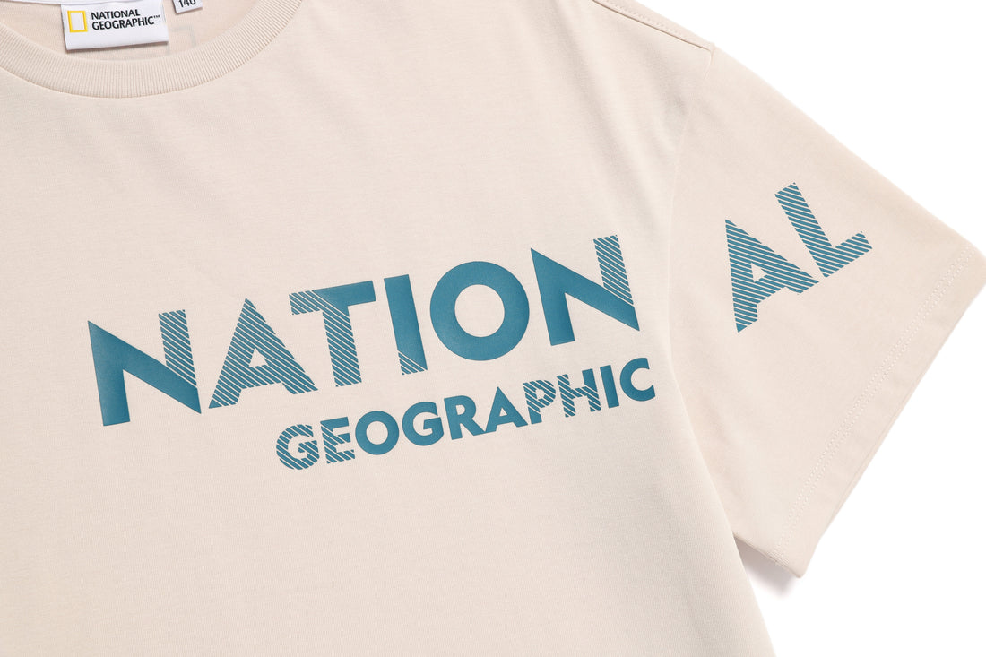 KIDS GRAPHIC LAYERED SHORT SLEEVED T-SHIRT- L BEIGE