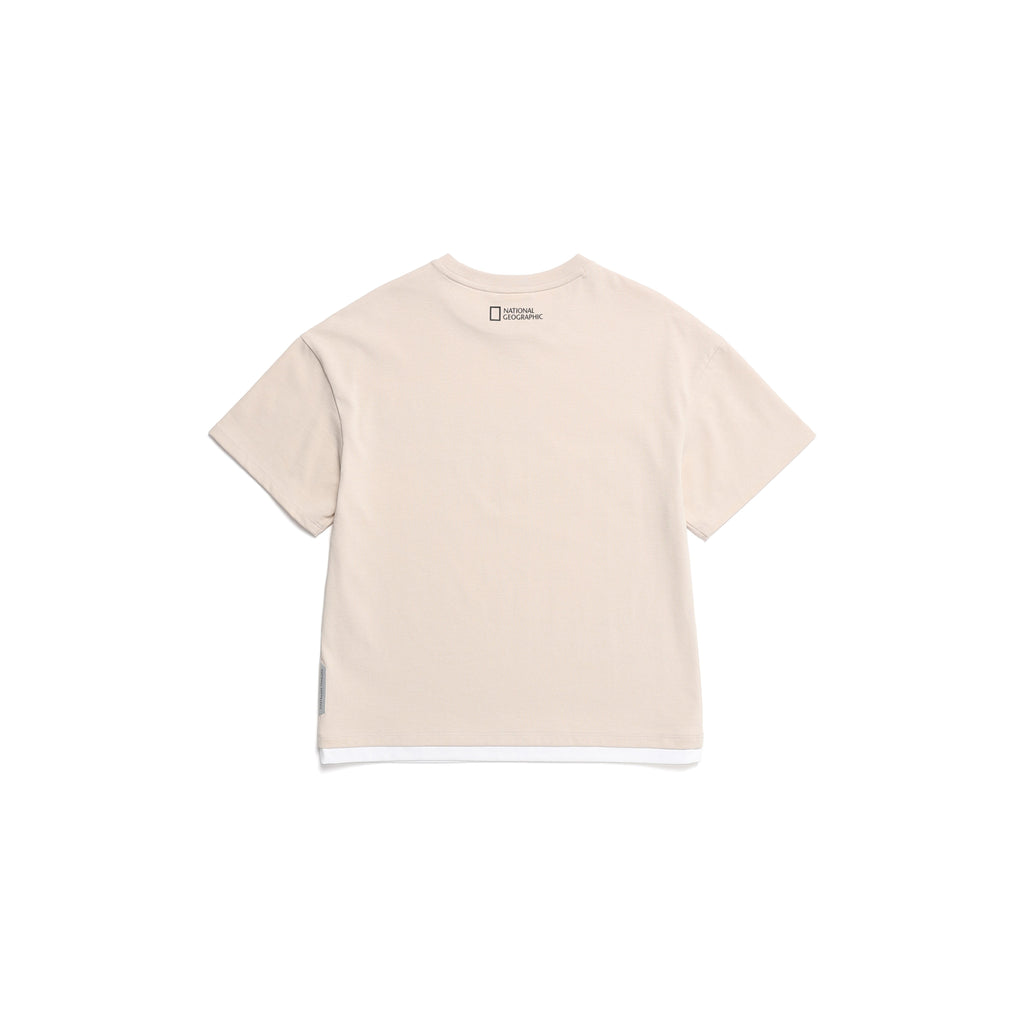 Kids Graphic Layered Short Sleeved T-Shirt- L Beige