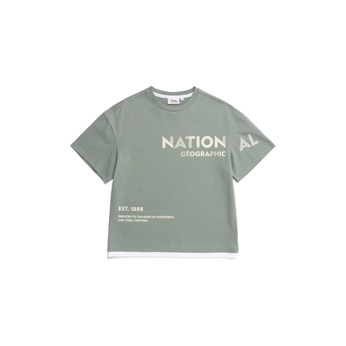 Kids Graphic Layered Short Sleeved T-Shirt- G/ Khaki