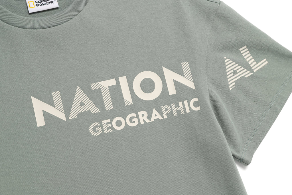 Kids Graphic Layered Short Sleeved T-Shirt- G/ Khaki