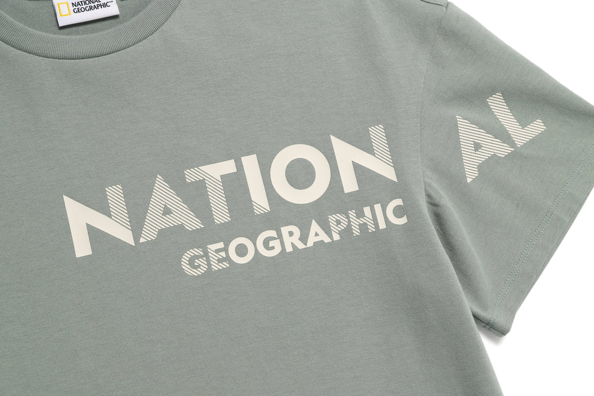 Kids Graphic Layered Short Sleeved T-Shirt- G/ Khaki