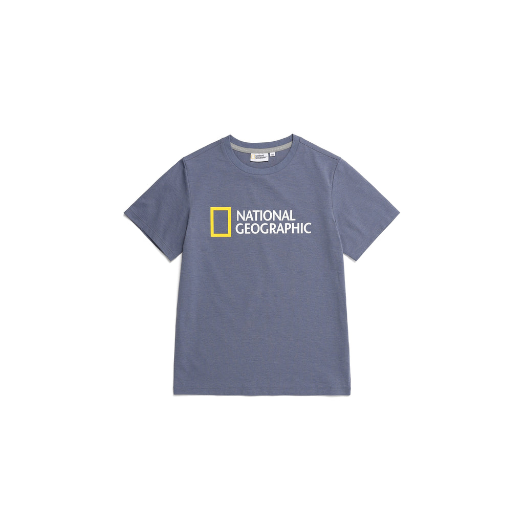 Kids T-Shirt With Logo- Gray Blue