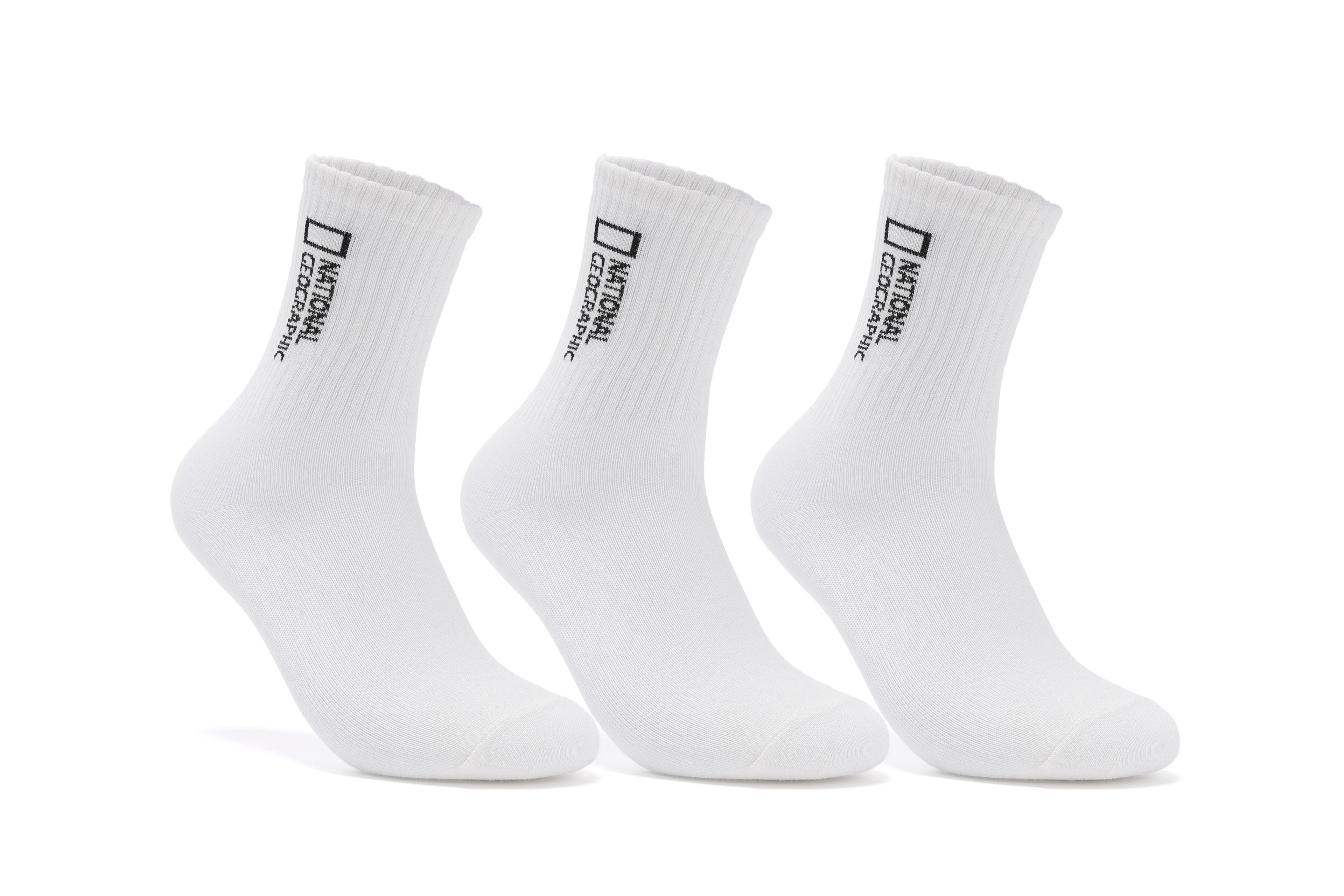 Unisex 3 Pack Crew Socks- White