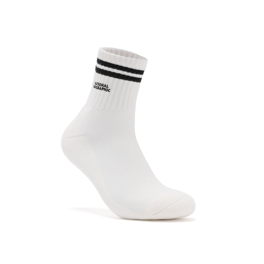 Unisex Stripe Middle Socks- Black